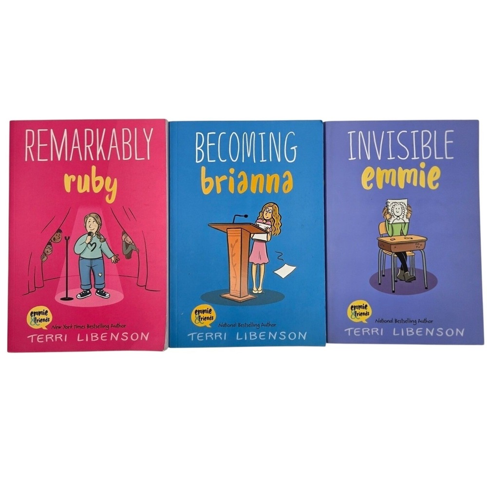 Terri Libenson Emmie & Friends 3 Book Lot Middle School Graphic Novels Kid Books